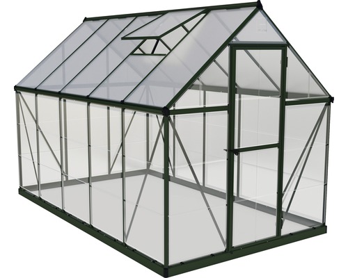 Gewächshaus Palram – Canopia Hybrid 6x10 inkl. Schwerlastregal und Fundament 185 x 306 cm grün