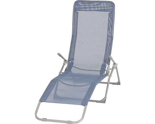 Chaise longue de jardin tissu textile bleu