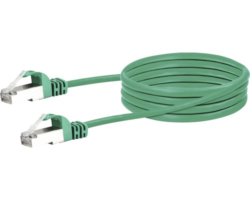Câble réseau CAT 6 SF/UTP 2 connecteurs RJ45 0,5 m vert Schwaiger CKB6005 059