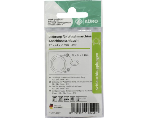 Dichtung für Waschmaschine Anschlussschlauch 12 x 24 x 2 Millimeter - 3/4 Zoll