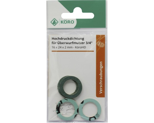 Köro Hochdruckdichtung für Überwurfmutter 3/4 Zoll, 16 x 24 x 2 mm im Paket