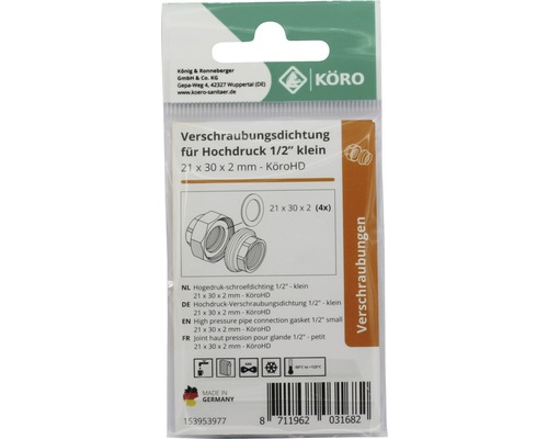 Joint haute pression pour raccord 1/2 pouce petit, 21 x 30 x 2 millimètres