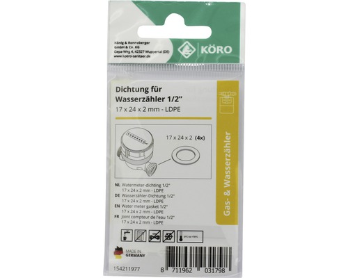 Wasserzähler Dichtung 1/2 Zoll, 17x24x2 Millimeter, LDPE