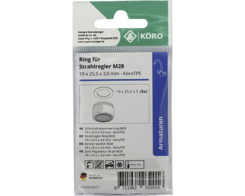 KÖRO Joint Régulateur de jet M28, 19 x 25,5 x 3,0 mm, emballage