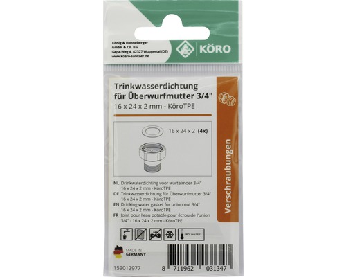 Trinkwasserdichtung für Überwurfmutter, 3/4 Zoll, 16 x 24 x 2 Millimeter