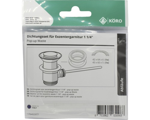 Jeu de joints pour garniture excentrique 1 1/4 pouce, bonde automatique
