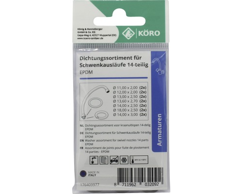 Assortiment de joints pour robinets pivotants, 14 pièces