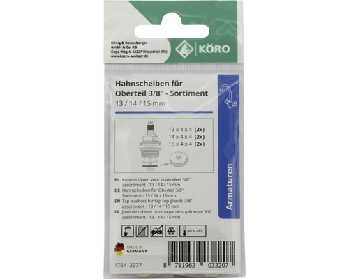 Körö Joints de robinet pour partie supérieure 3/8 pouce assortiment 13/14/15 millimètres