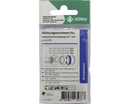 Assortiment de joints pour raccord à compression 1/2 et 3/4 pouce