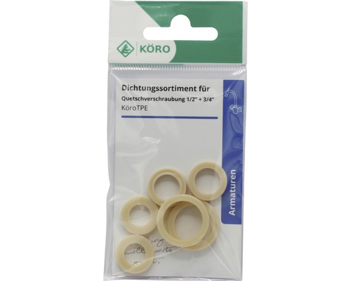 Assortiment de joints d''étanchéité pour raccord à compression 1/2 pouce plus 3/4 pouce dans un sac en plastique