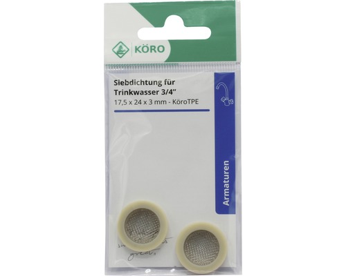 Köro Siebdichtung für Trinkwasser 3/4 Zoll, 17,5 x 24 x 3 Millimeter