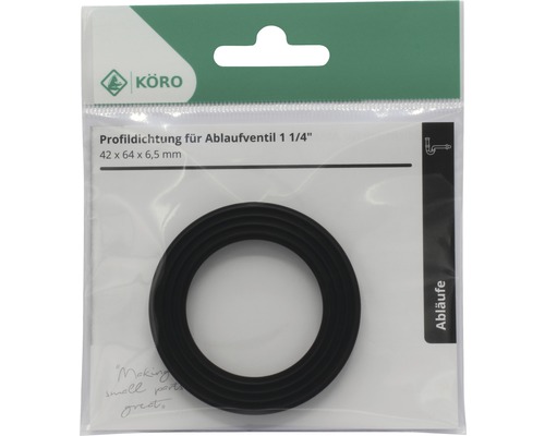 Körö Profildichtung für Ablaufventil 1 1/4 Zoll, Größe 42 x 64 x 6,5 Millimeter