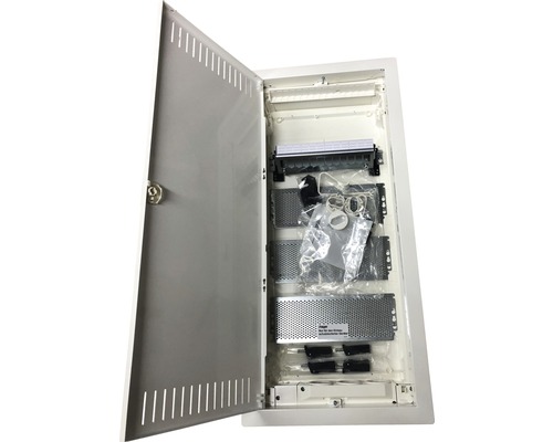 Petit boîtier de distribution Hager VU48NW volta Multimedia IP30 plastique montage encastré 4 rangées avec porte en tôle d'acier à fentes blanc lxhxp 348x755,5x98 mm