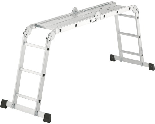 Échelle multifonctionnelle en aluminium avec plateforme de travail.