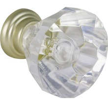 Bouton de porte en verre cristal avec base en laiton