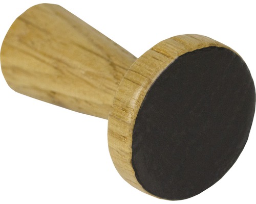 Bouton de meuble, crochet de portemanteau en bois de chêne gris foncé laqué Øxh 27x40 mm