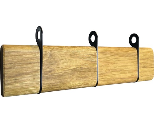 Portemanteau rabattable 3 crochets en bois et métal noir 270x89x32 jusqu'à 98 mm Porte-manteau en bois avec trois crochets