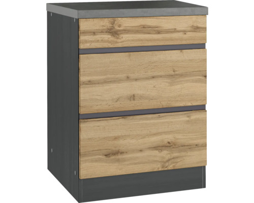 Meuble Held armoire encastrée sous plaque de cuisson PISA lxpxh 60 x 60 x 86 cm chêne sauvage mat démonté