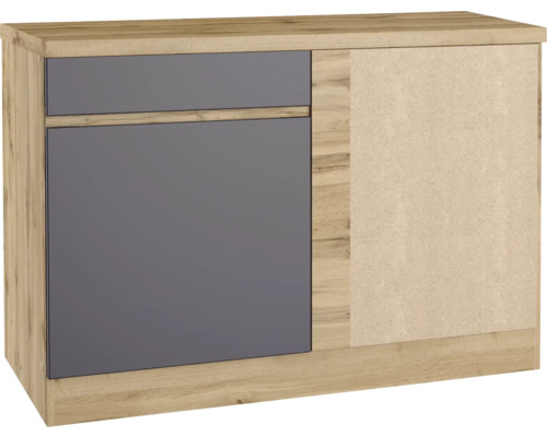 Meuble de cuisine Angle bas STATIC Blanc, Demi lune coulissant, Tirant  droit 1 porte L50 cm mobile, L100 x H70 x P58 cm