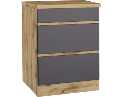 Meuble Held armoire encastrée sous plaque de cuisson PISA lxpxh 60 x 60 x 86 cm gris mat démonté