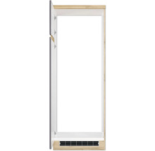 Offener Hochschrank mit Tür und Sockelblende
