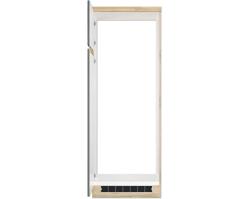Armoire haute ouverte avec porte et plinthe