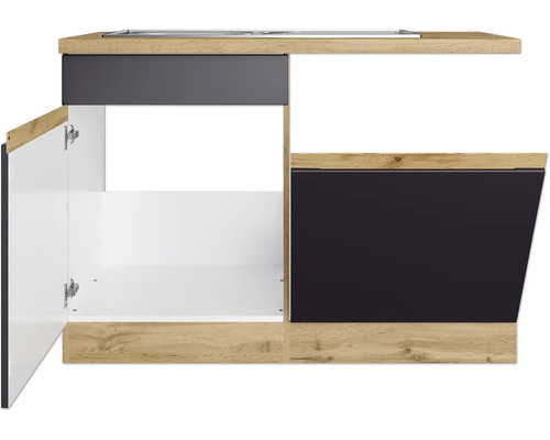 Meuble sous-vasque de salle de bain avec porte ouverte