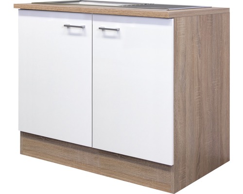 Flex Well Spülenschrank inkl Spüle Samoa BxTxH 100x60x85 cm weiß matt zerlegt