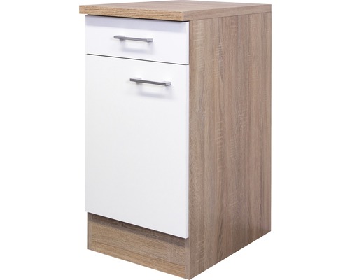 Meuble bas Flex Well Samoa/Murano blanc/chêne 40x85x60 cm avec porte pivotante