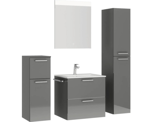 Badezimmermöbelset mit Waschtisch, Spiegelschrank und Hochschränken