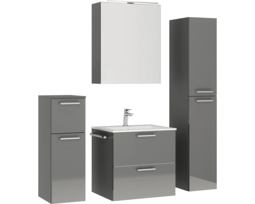 Badezimmer-Set mit Waschtisch, Spiegelschrank und Hochschrank
