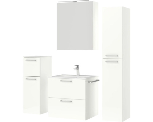 Badezimmer-Set mit Waschtischunterschrank, Spiegelschrank und Hochschrank