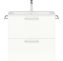 Meuble sous-lavabo avec deux tiroirs, lavabo et robinet