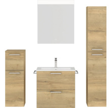 Badezimmerset mit Waschtischunterschrank, Spiegelschrank und zwei Hochschränken