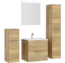 Badezimmer-Set mit Waschtischunterschrank, Spiegelschrank und Hochschränken