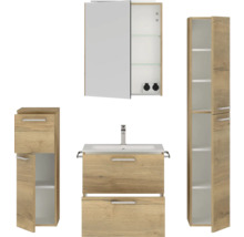 Badezimmer-Set mit Waschtisch, Spiegelschrank und Hochschränken