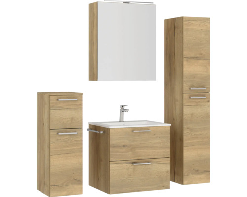 Ensemble de meubles de salle de bains avec meuble sous-vasque, lavabo, armoire de toilette et armoire haute