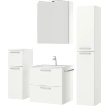 Badezimmer-Set mit Waschbeckenunterschrank, Spiegelschrank und Hochschrank