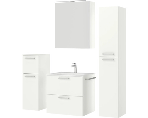 Badezimmer-Set mit Waschbeckenunterschrank, Spiegelschrank und Hochschrank
