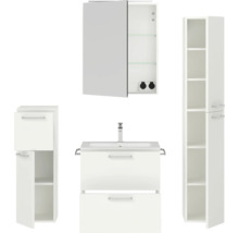 Badezimmer Set mit Waschtischunterschrank, Spiegelschrank und Hochschrank