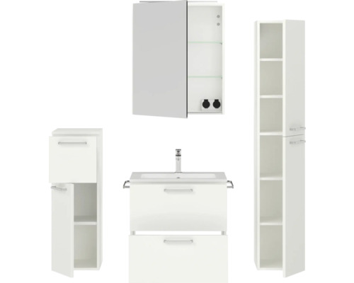 Badezimmer Set mit Waschtischunterschrank, Spiegelschrank und Hochschrank
