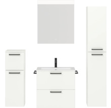 Badezimmer-Set mit Waschtisch, Waschbecken, Spiegelschrank und Hochschrank