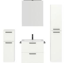 Badezimmer Möbelset mit Waschtisch, Waschbecken, Spiegelschrank und Hochschrank