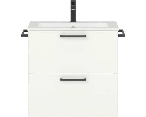 Badmöbel-Set NOBILIA Programm 2 BxHxT 61 x 59,1 x 48,7 cm Frontfarbe weiß matt mit Möbel-Waschtisch Griff schwarz 160 Badmöbel-Set NOBILIA Programm 2 BxHxT 61 x 59,1 x 48,7 cm Frontfarbe weiß matt mit Möbel-Waschtisch Griff schwarz 160