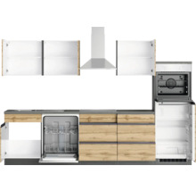Bloc cuisine complète équipée Held Möbel PISA 300 cm façade chêne sauvage mate, corps graphite variante réversible démonté