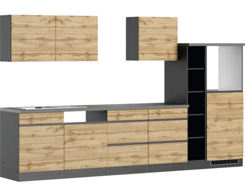Held Möbel Küchenzeile PISA 330 cm wildeiche matt zerlegt Variante reversibel