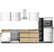 Bloc cuisine complète équipée Held Möbel PISA 330 cm façade chêne sauvage mate, corps graphite variante réversible démonté