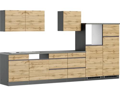 Held Möbel Küchenzeile PISA 360 cm wildeiche matt zerlegt Variante reversibel