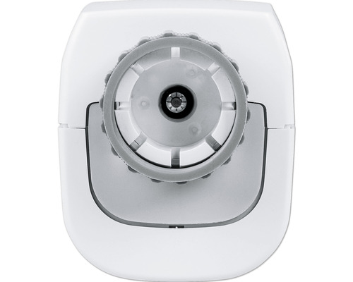 Nahaufnahme eines Rollladenkastens mit Drehknopf zur Steuerung des Rollladens