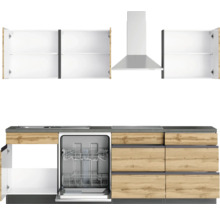 Bloc cuisine complète équipée Held Möbel PISA 390 cm façade chêne sauvage mate, corps graphite variante réversible démonté